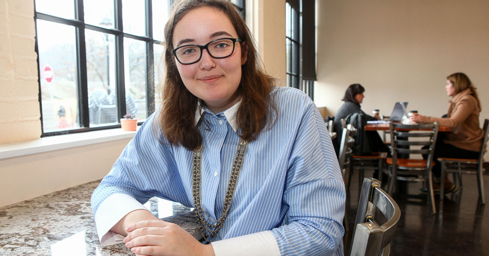 Annie Gorham is pictured at the coffee shop where she works, Freedom of Espresso in Camillus.