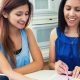 Mother and daughter filling out college application