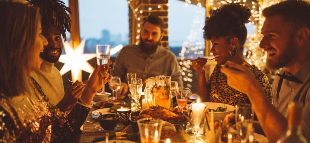 Group celebrating at a restaurant