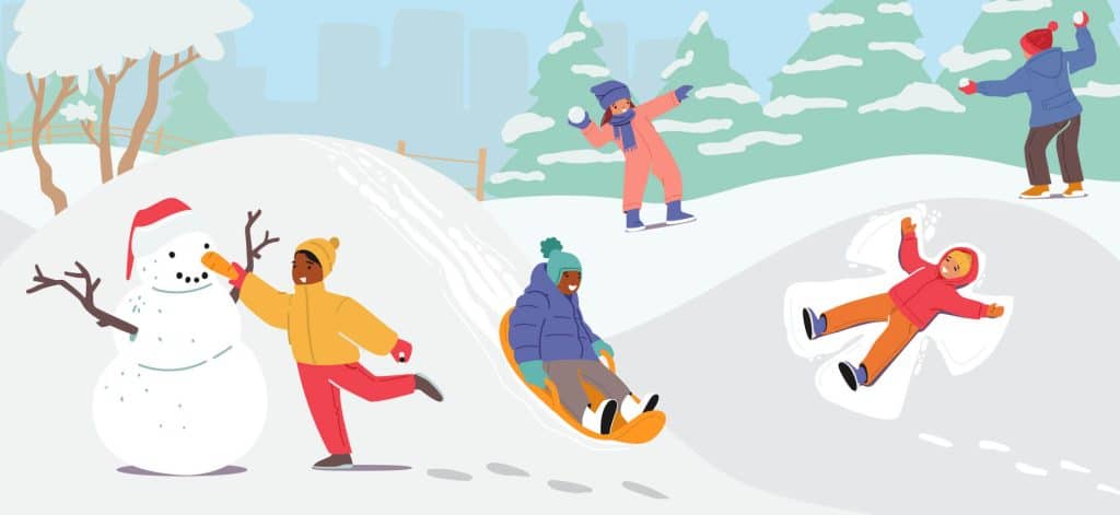 Kids playing in the snow