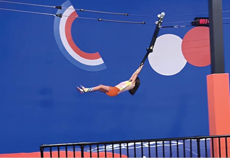 A guest playing at Sky Zone